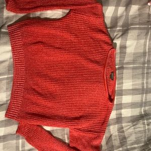 red cropped sweater
